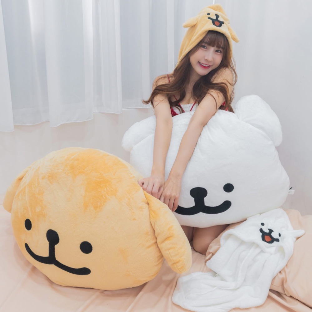 全新限量 正版授權 7-11 線條小狗 療癒時光 絨毛抱枕 吊飾 證件套 痛包 乾髮帽 行李束帶 拉桿收納包-細節圖5