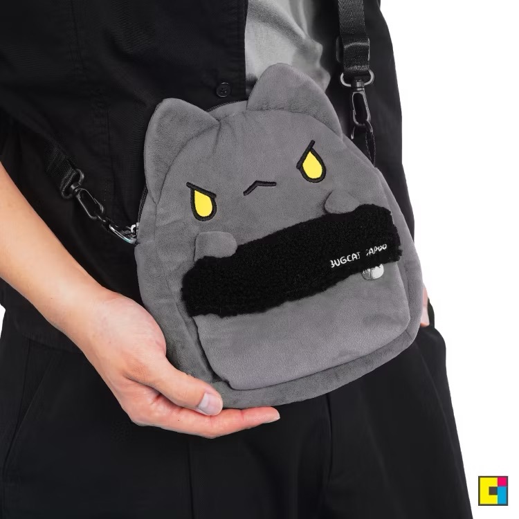 [貓貓蟲-咖波] 全新限量現貨 正版授權 咖波屋代購 咖波絨毛側背包 黑貓蟲絨毛側背包-細節圖4