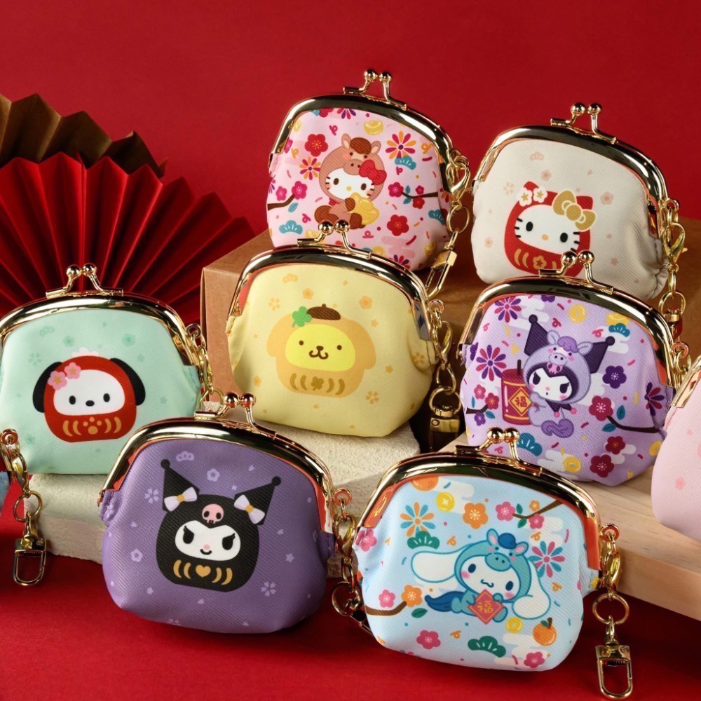 全新限量現貨 7-11 三麗鷗招財開運口金包 達摩 Kitty 大耳狗 美樂蒂 布丁狗 帕恰狗 馬年-細節圖2