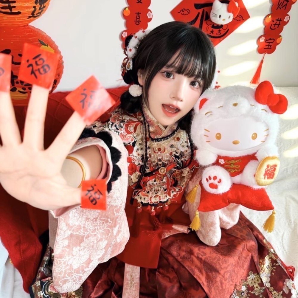 全新限量現貨 正版授權 三麗鷗 Sanrio Kitty 招財貓系列絨毛娃娃 30公分-細節圖6