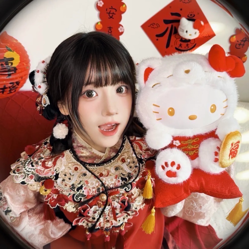 全新限量現貨 正版授權 三麗鷗 Sanrio Kitty 招財貓系列絨毛娃娃 30公分-細節圖7