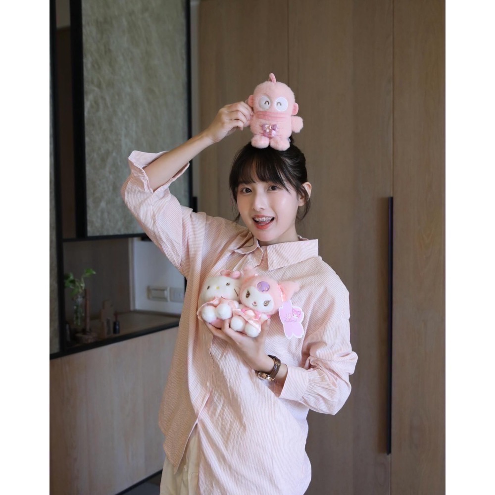 全新限量現貨 正版授權 7-11 三麗鷗 粉嫩春櫻絨毛吊飾 16吋絨毛玩偶 Kitty 酷洛米 小豬 跳跳虎 維尼-細節圖2
