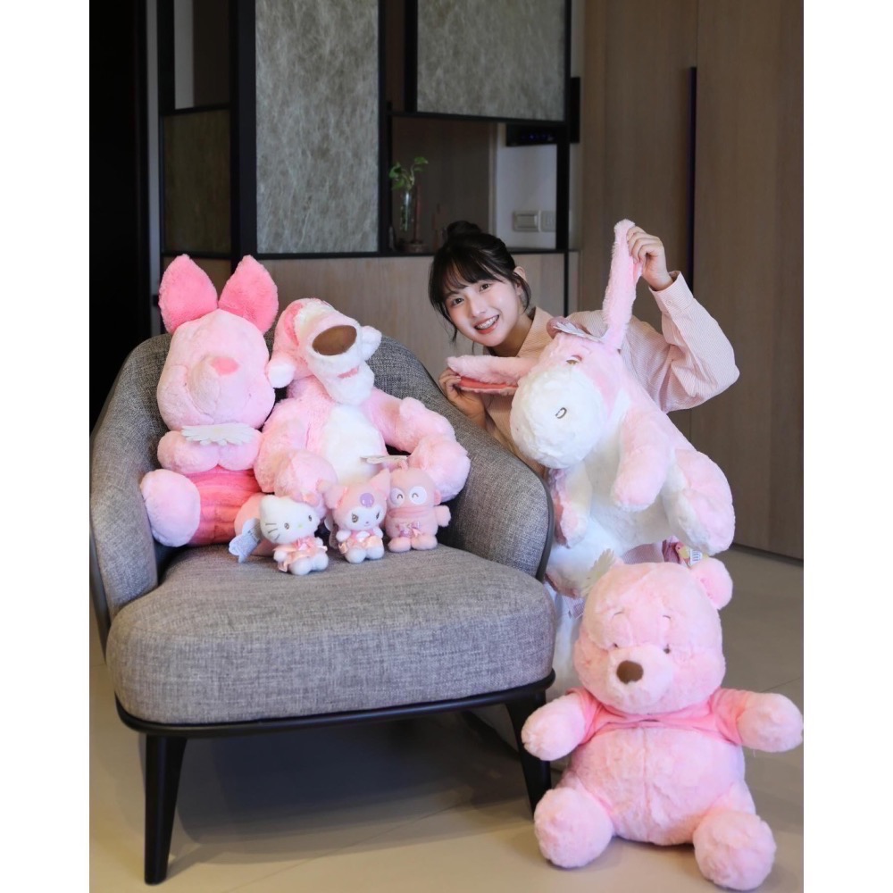 全新限量現貨 正版授權 7-11 三麗鷗 粉嫩春櫻絨毛吊飾 16吋絨毛玩偶 Kitty 酷洛米 小豬 跳跳虎 維尼-細節圖4