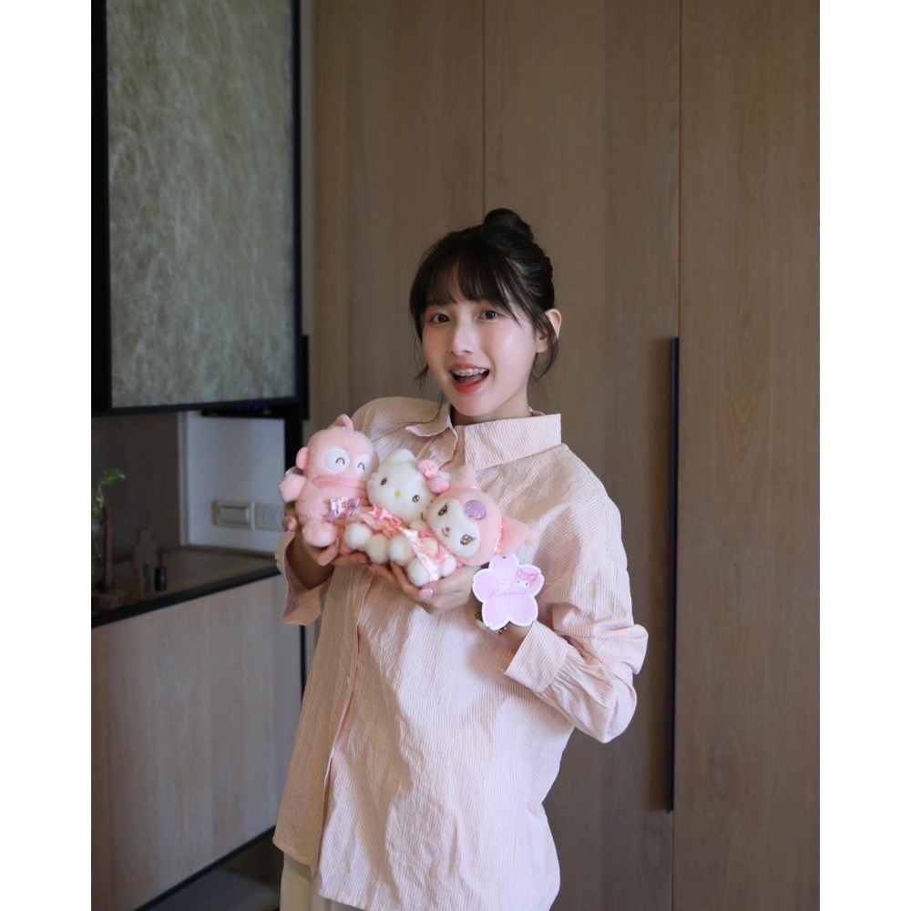 全新限量現貨 正版授權 7-11 三麗鷗 粉嫩春櫻絨毛吊飾 16吋絨毛玩偶 Kitty 酷洛米 小豬 跳跳虎 維尼-細節圖6