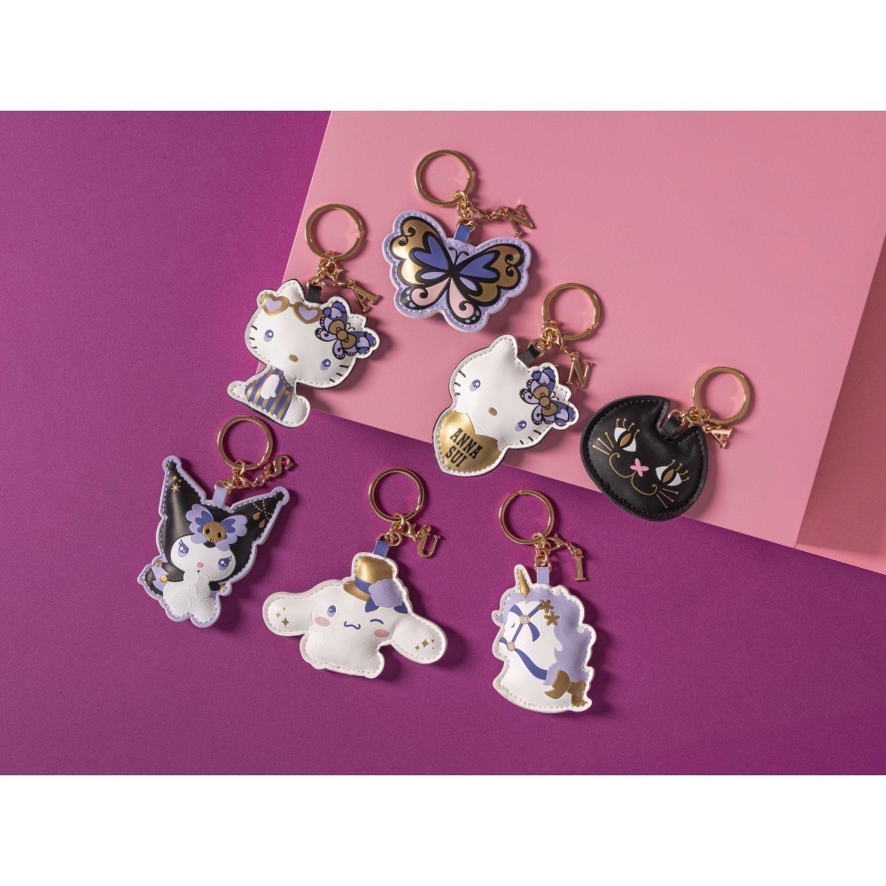 全新限量現貨 正版授權 Anna Sui x 三麗鷗 7-11 限量皮革鑰匙圈 Kitty 酷洛米 愛心 獨角獸-細節圖2