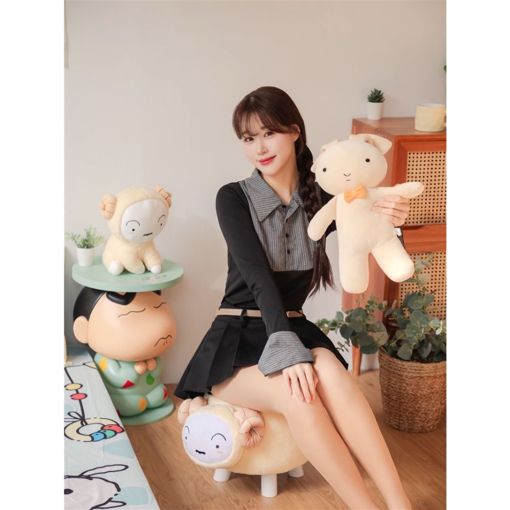 全新限量現貨 正版授權 蠟筆小新 妮妮兔子 小白 肥嘟嘟左衛門 絨毛玩偶 布偶掛飾痛包組 痛包 娃包-細節圖4