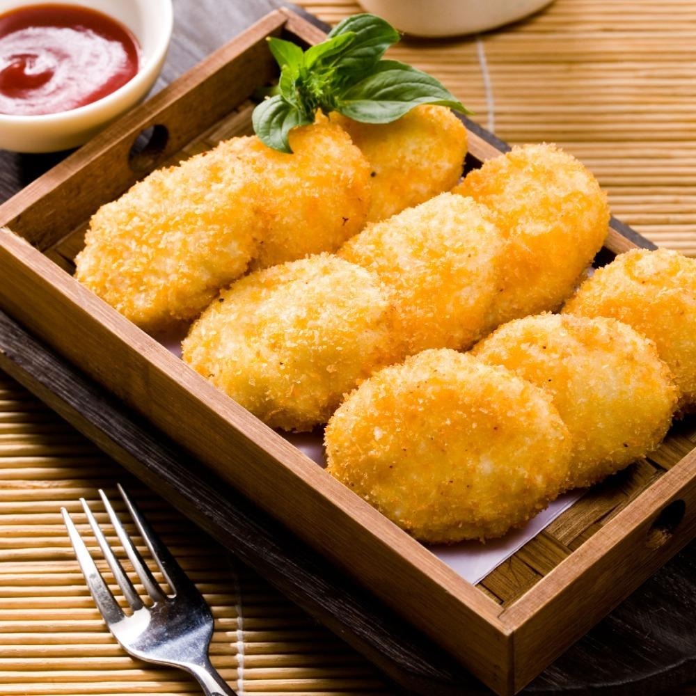 【淨味香素食】松珍 素花枝酥排(奶蛋素)小包裝 454g   Q脆的口感，炸得金黃香酥，迷人的香氣大人小孩都難敵擋！-細節圖2