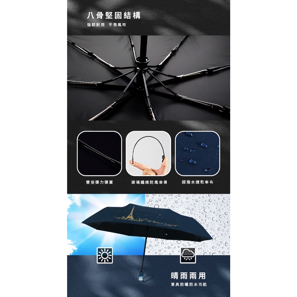 [雙龍牌］巴黎。輕量降溫自動開收傘B6061F-細節圖4