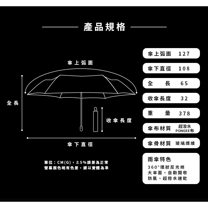 [雙龍牌］型男瞬乾自動開收傘B5828-細節圖7