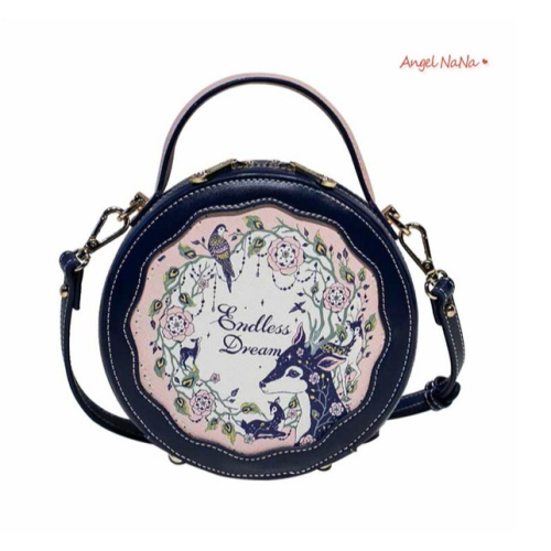 【AngelNaNa】手提包-高質感小鹿彩繪蘿莉塔夢幻小圓包斜背包 (SBA0371)
