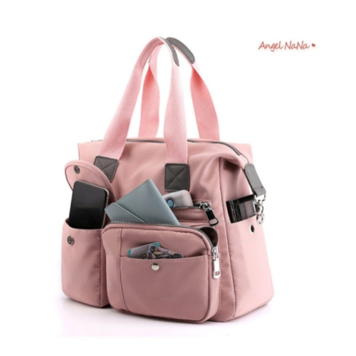 【AngelNaNa】側背包-超輕量大容量多口袋防潑水尼龍斜背包手提包 (SBA0368)