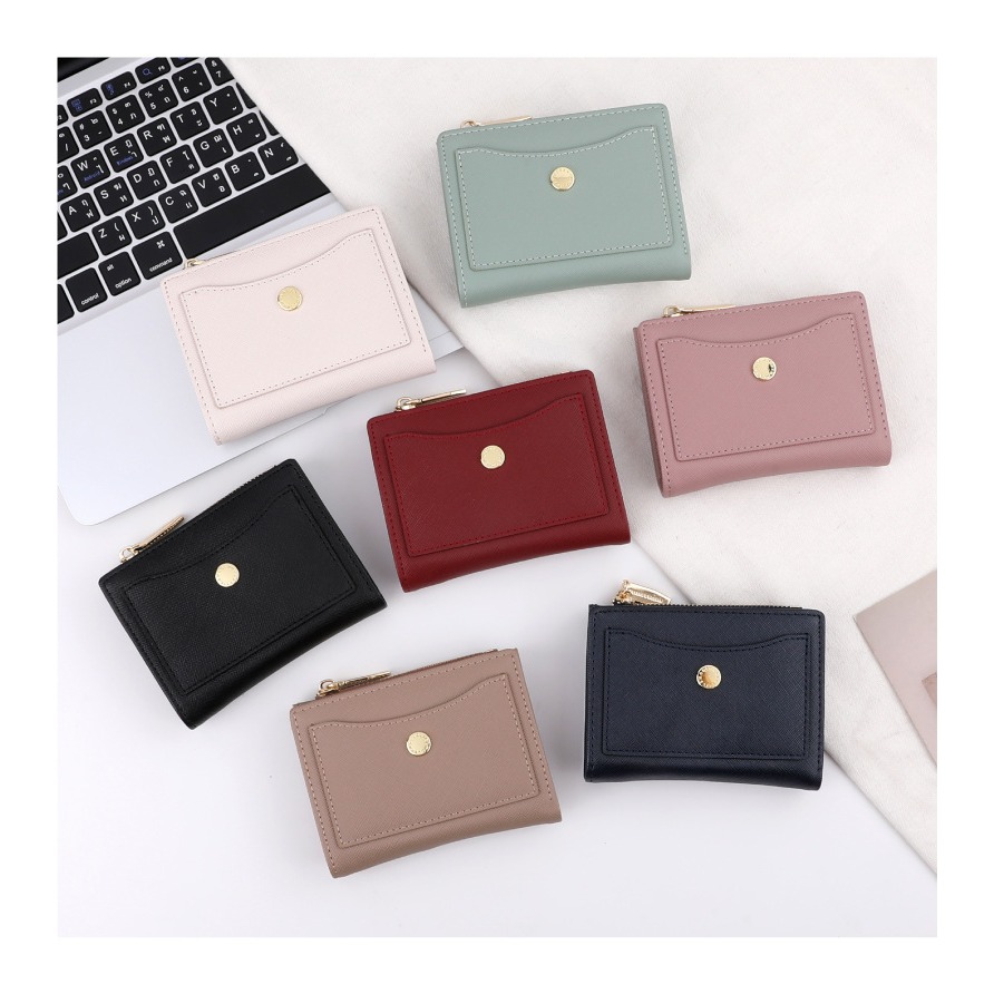 短夾-超薄簡約抗刮耐磨十字紋ins女皮夾【SMA0407】-細節圖2