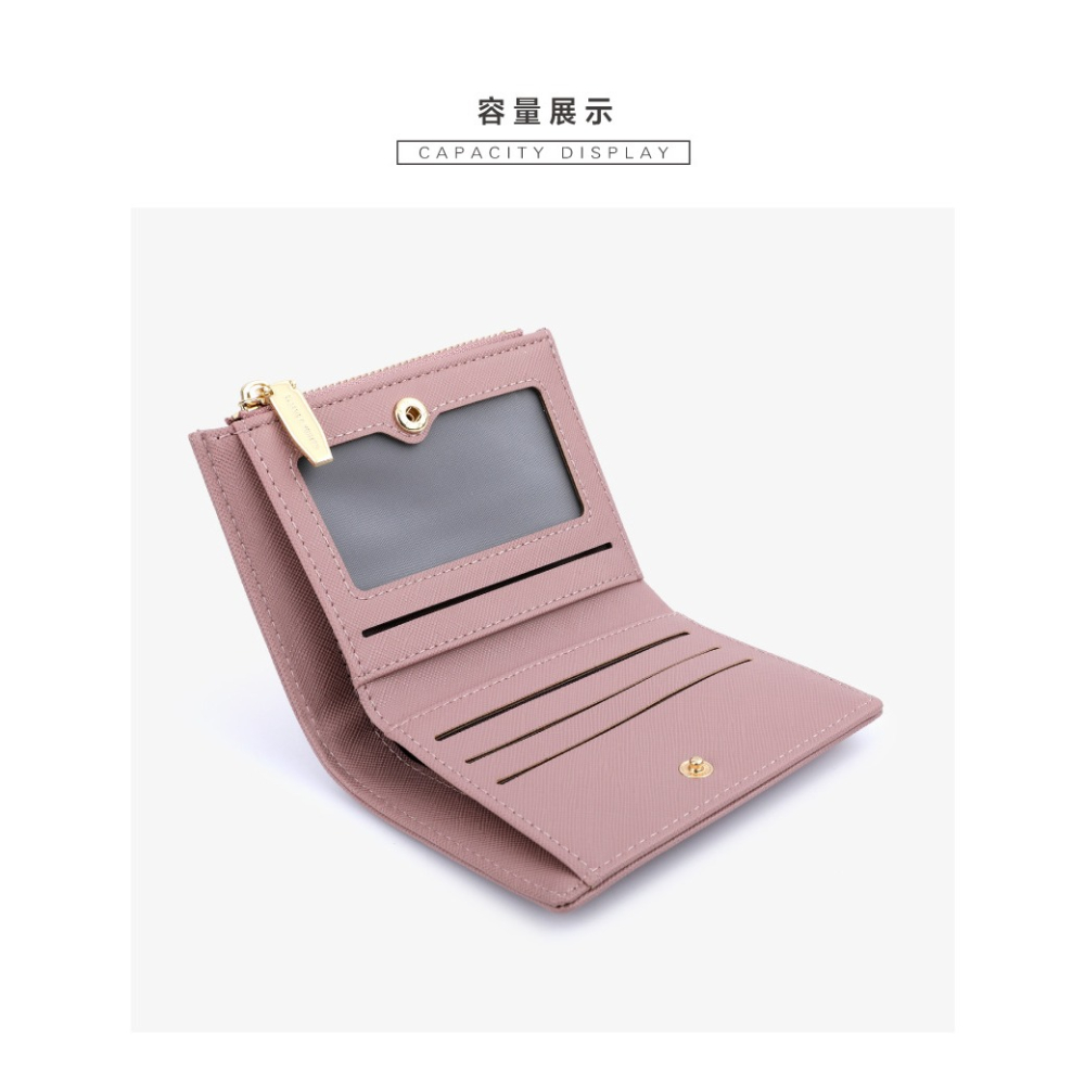 短夾-超薄簡約抗刮耐磨十字紋ins女皮夾【SMA0407】-細節圖3