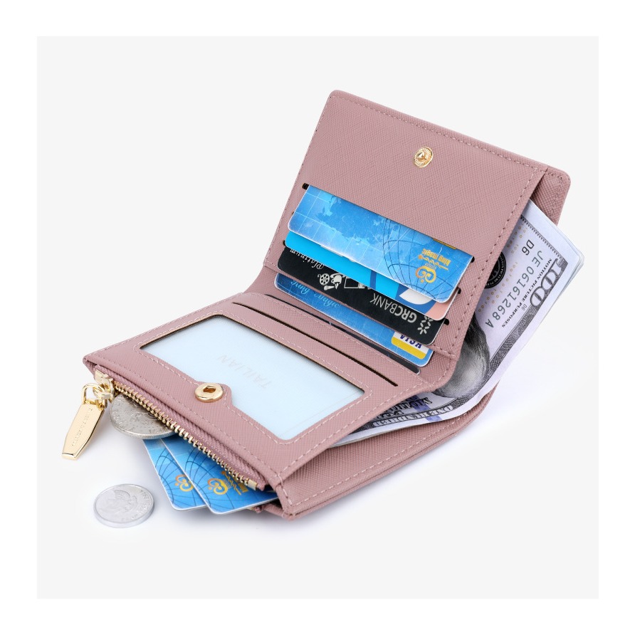 短夾-超薄簡約抗刮耐磨十字紋ins女皮夾【SMA0407】-細節圖4