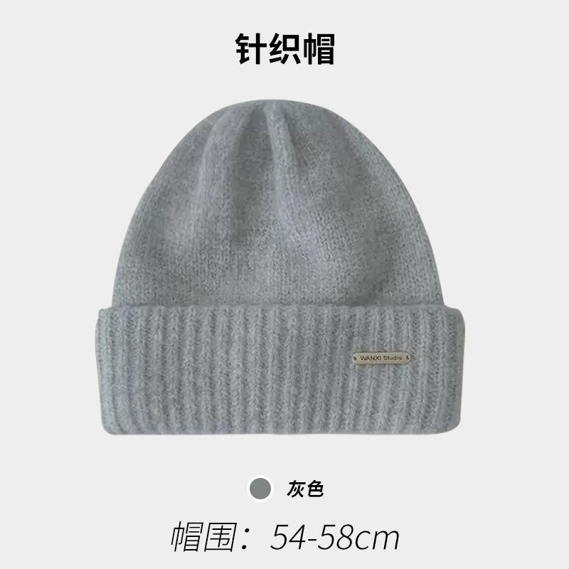【AngelNaNa】毛帽-韓版保暖簡約金屬標大頭圍男女中性堆堆帽(SHA0021)-規格圖11