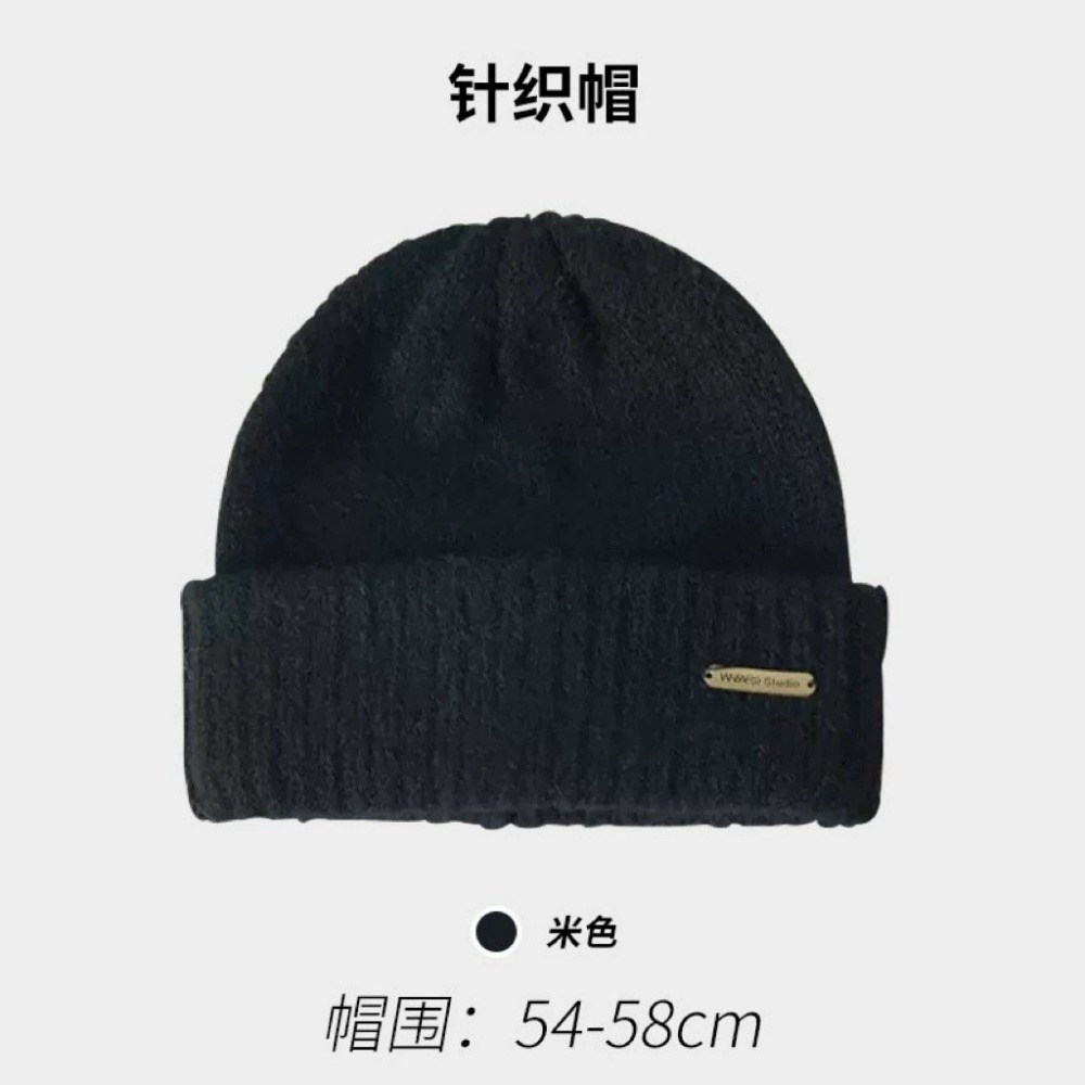 【AngelNaNa】毛帽-韓版保暖簡約金屬標大頭圍男女中性堆堆帽(SHA0021)-規格圖11