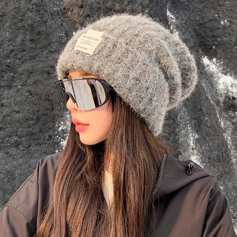 【AngelNaNa】毛帽-韓版寬鬆大頭圍顯臉小布標針織女毛帽(SHA0022)-細節圖7