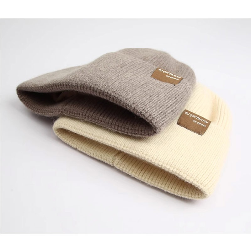 【AngelNaNa】加絨毛線帽-簡約布標加絨保暖針織女毛帽(SHA0024)-細節圖8