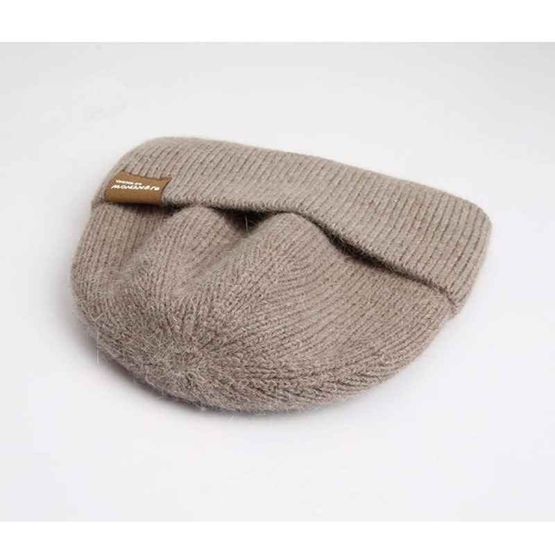 【AngelNaNa】加絨毛線帽-簡約布標加絨保暖針織女毛帽(SHA0024)-細節圖10