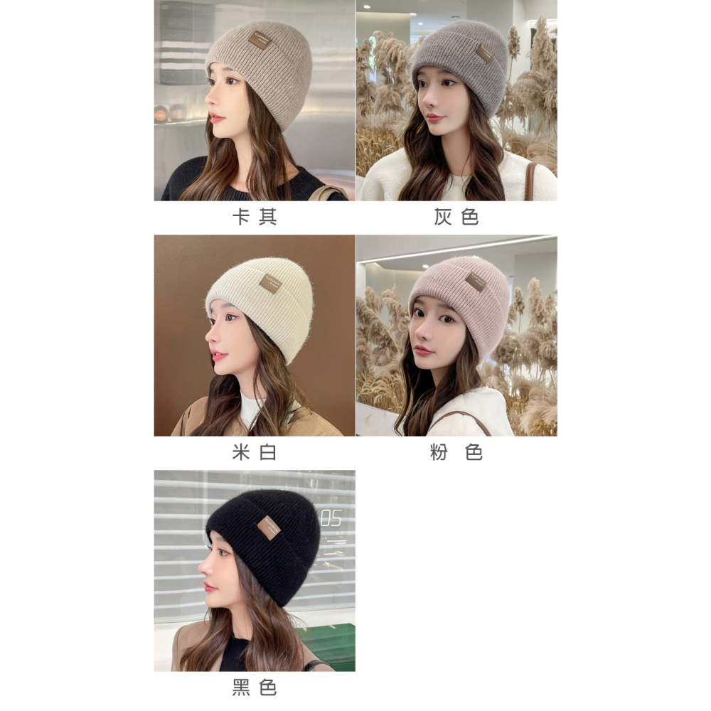 【AngelNaNa】加絨毛線帽-簡約布標加絨保暖針織女毛帽(SHA0024)-細節圖11