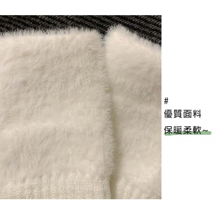 【AngelNaNa】露指手套-簡約加厚仿兔絨針織毛線保暖半指女手套(SHA0025)-細節圖3