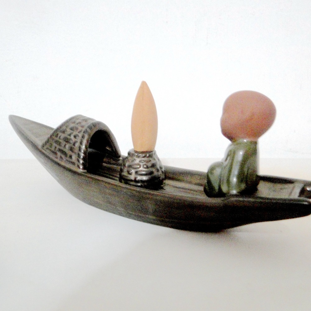 渡船祈福小和尚陶藝薰香爐6339-細節圖5