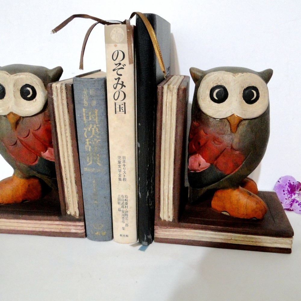 泰國進口貓頭鷹原木書擋6433-細節圖2