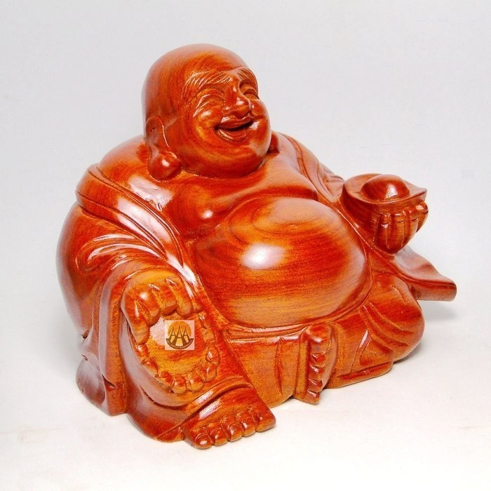 原木雕刻歡喜佛笑佛開運招財雕刻彌勒佛擺飾2338-細節圖3