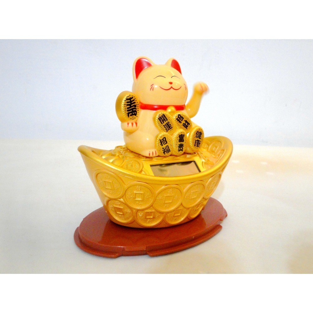 太陽能招財元寶搖手開運富貴吉祥招財貓6489-細節圖2