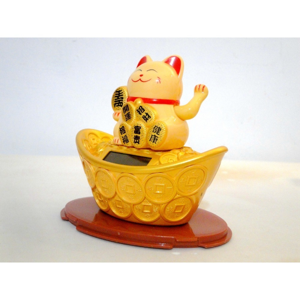 太陽能招財元寶搖手開運富貴吉祥招財貓6489-細節圖3