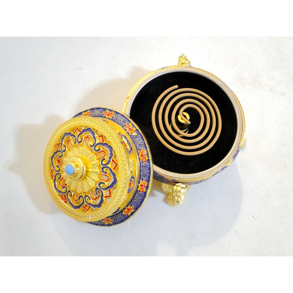 景泰藍彩色浮雕琺瑯彩繪仿古熏香爐6492-細節圖4