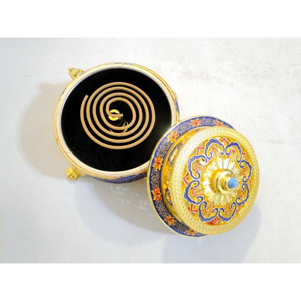 景泰藍彩色浮雕琺瑯彩繪仿古熏香爐6492-細節圖7