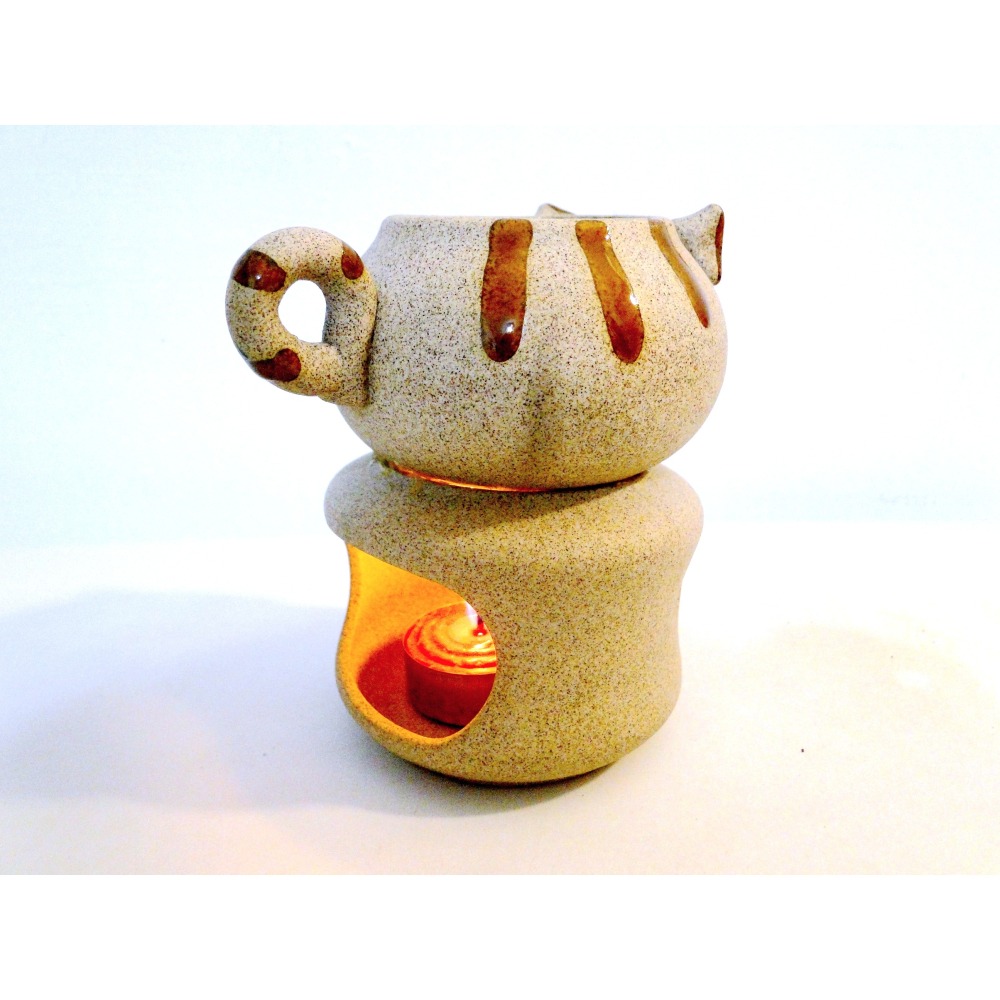 泰國手作貓咪陶藝精油擴香爐6768-細節圖3