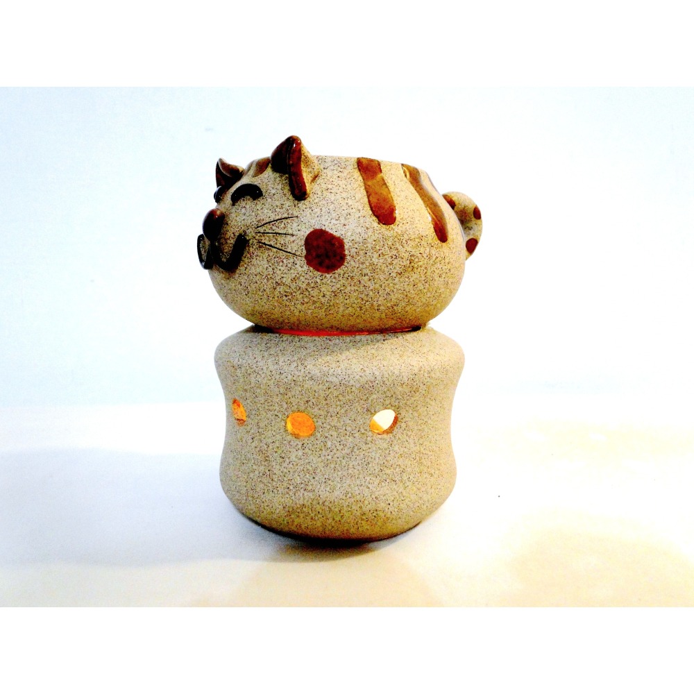泰國手作貓咪陶藝精油擴香爐6768-細節圖5