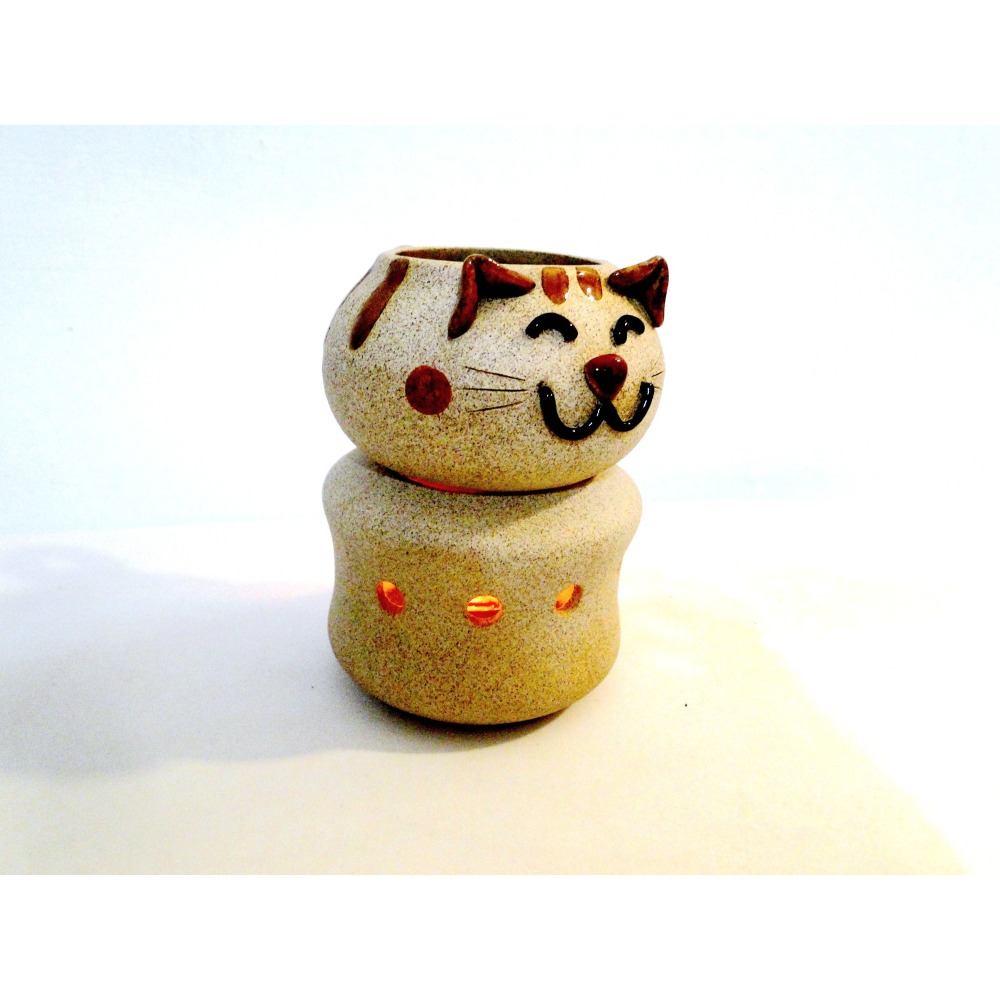 泰國手作貓咪陶藝精油擴香爐6768-細節圖7