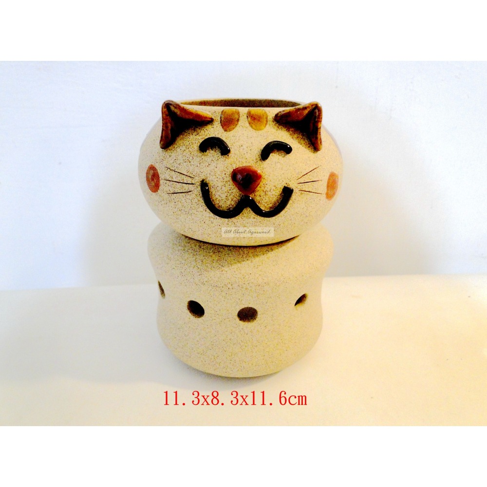 泰國手作貓咪陶藝精油擴香爐6768-細節圖8