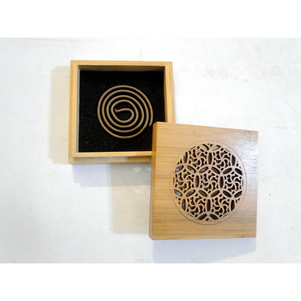 方型銅錢紋楠竹盤香爐6849-細節圖3