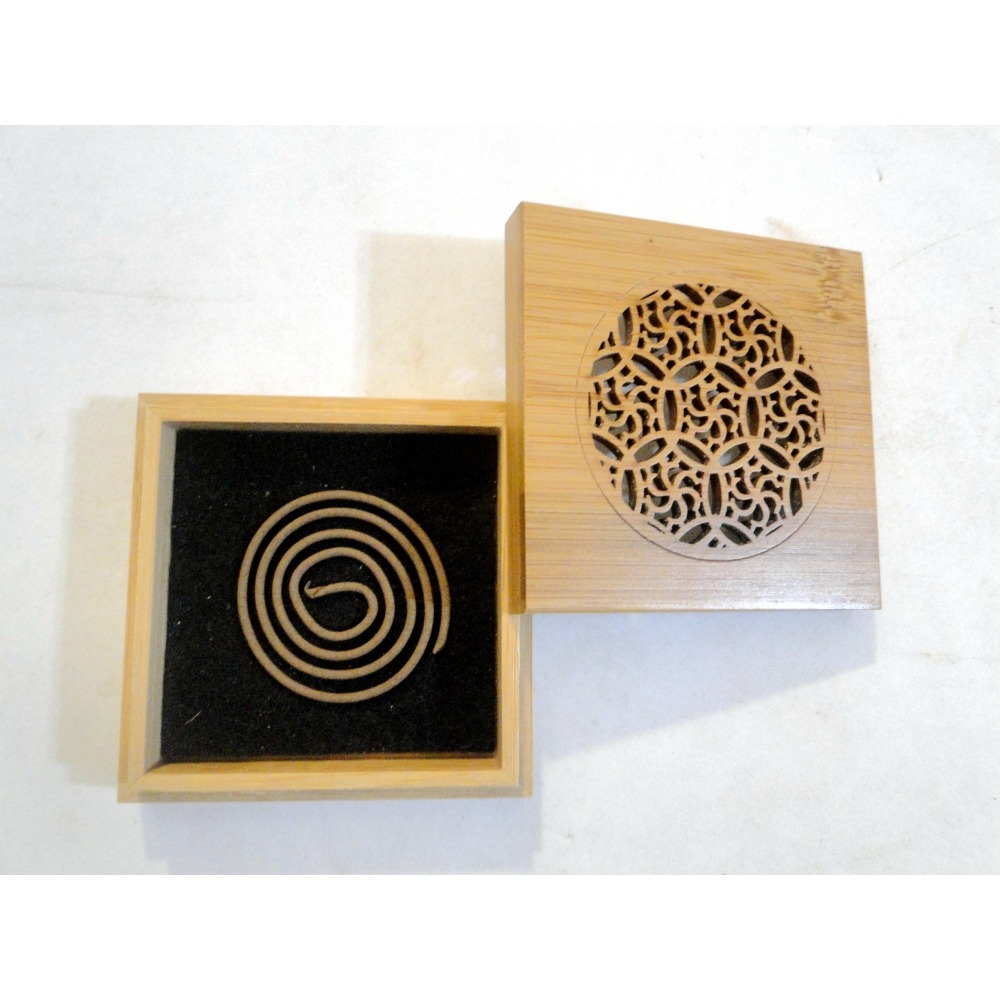 方型銅錢紋楠竹盤香爐6849-細節圖4