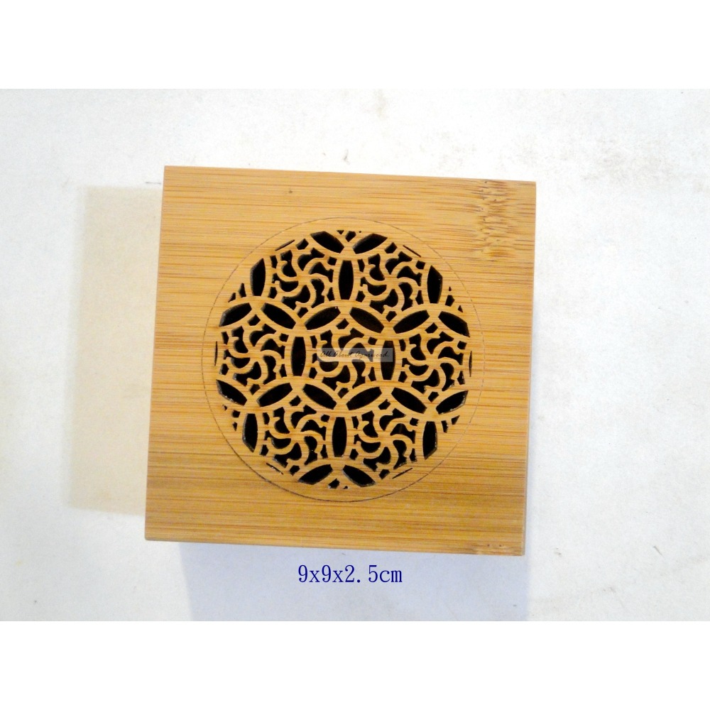 方型銅錢紋楠竹盤香爐6849-細節圖6