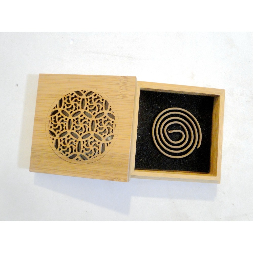 方型銅錢紋楠竹盤香爐6849-細節圖7