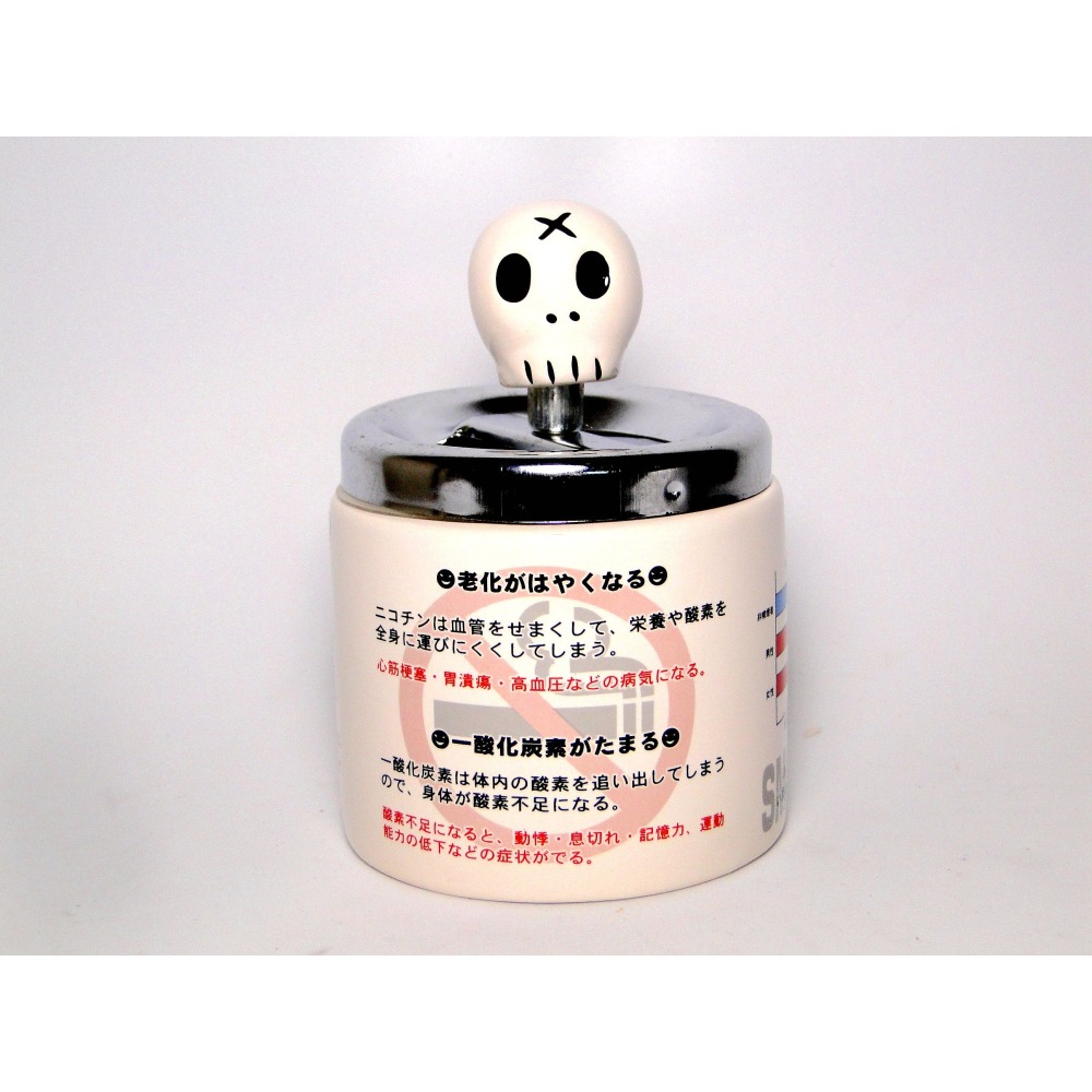 日本骷髏頭自動旋轉彈灰禁菸菸灰缸DSC00960-細節圖6