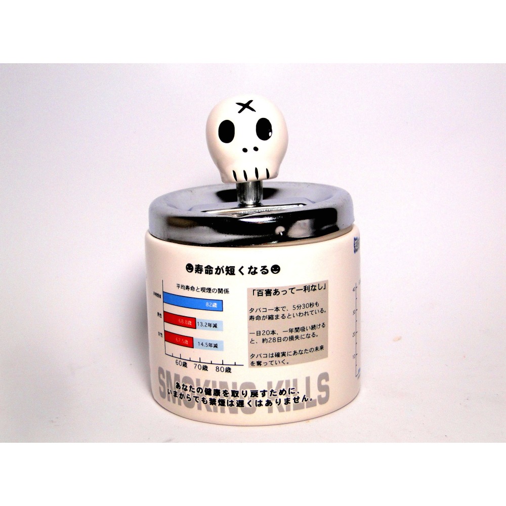 日本骷髏頭自動旋轉彈灰禁菸菸灰缸DSC00960-細節圖7