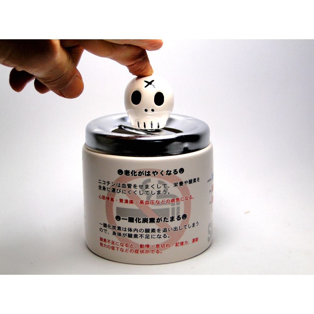日本骷髏頭自動旋轉彈灰禁菸菸灰缸DSC00960-細節圖10