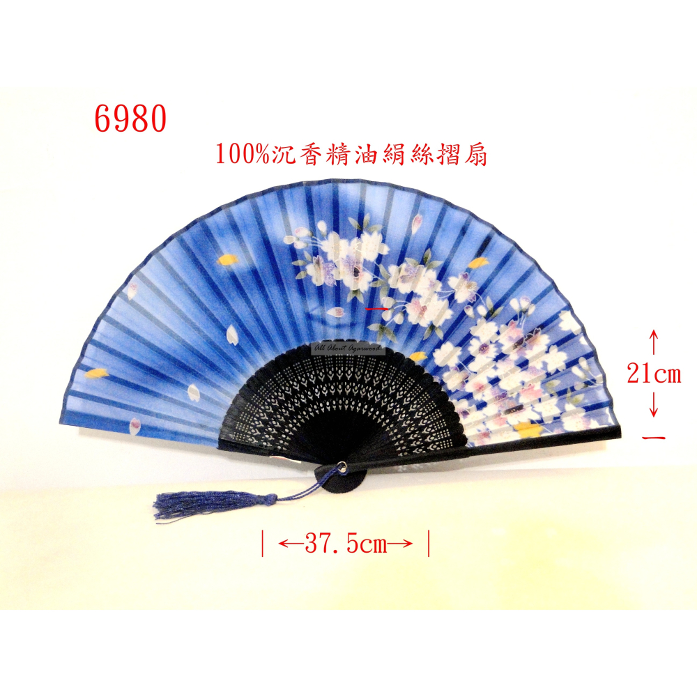絹絲手工彩印100%沉香精油摺扇6980-細節圖7