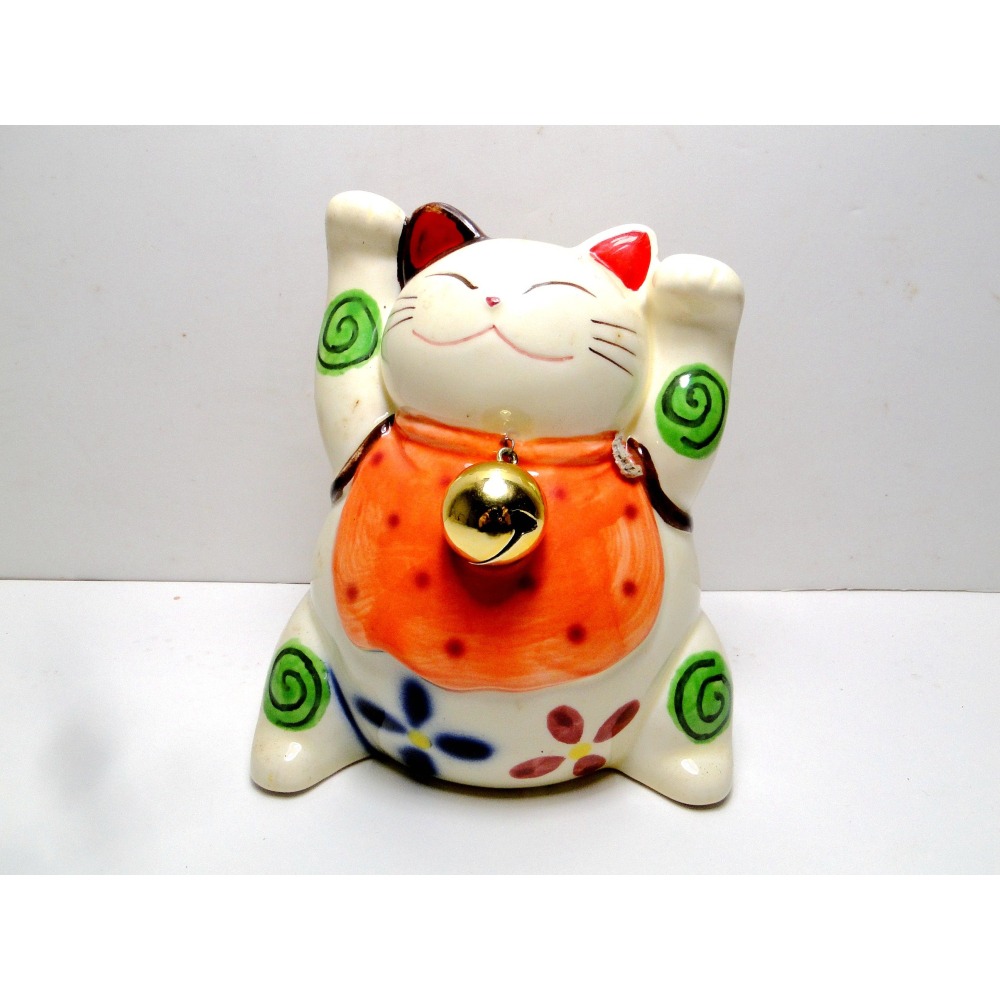 日本開運招財貓貯金箱花盆筆筒多用途擺飾7006-細節圖7