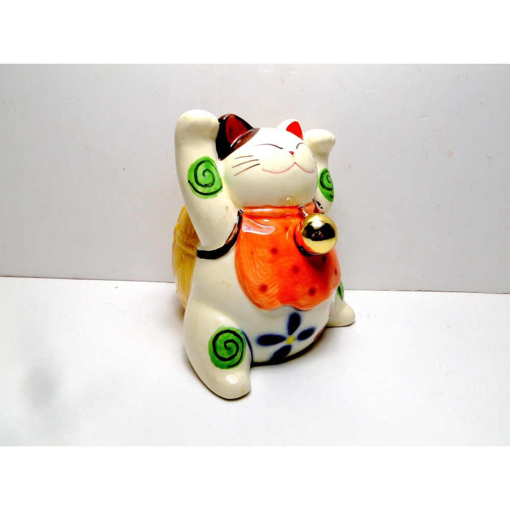 日本開運招財貓貯金箱花盆筆筒多用途擺飾7006-細節圖11