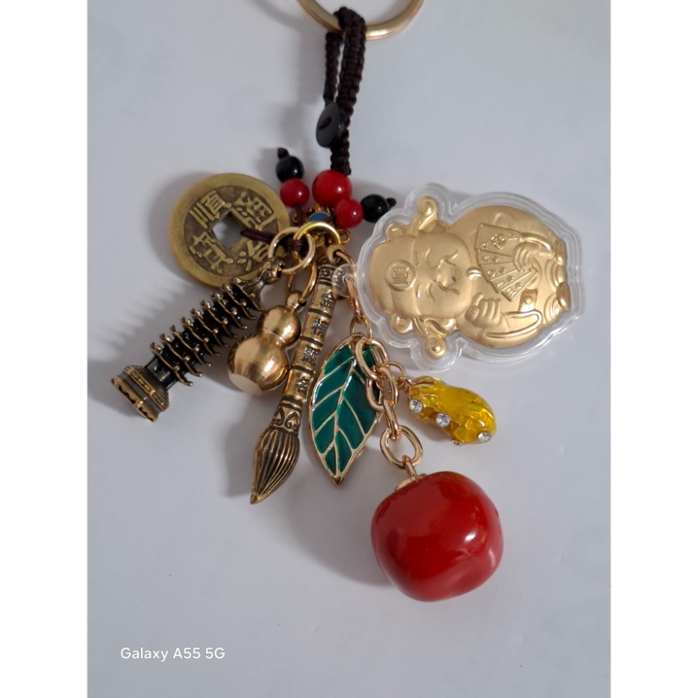 財神爺事事如意文昌筆塔鑰匙圈-細節圖2