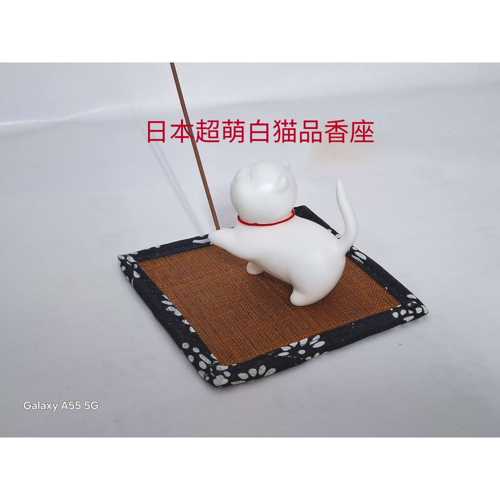日本超萌白猫品香座擺飾-細節圖5