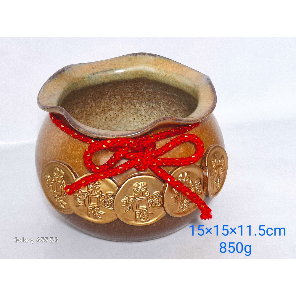 浮雕乾隆通寶陶瓷聚寶盆-細節圖2