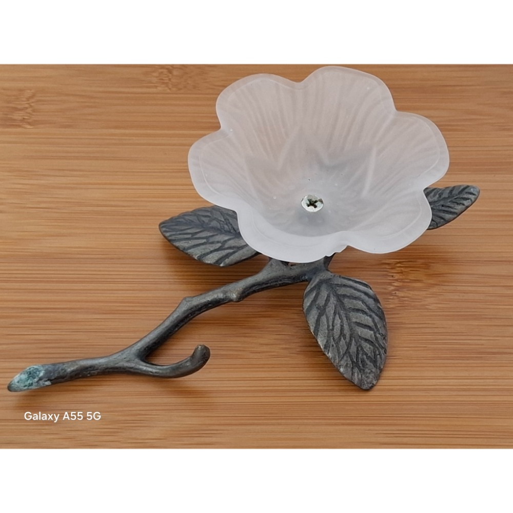 復古磨砂樹枝花朵玻璃五金蠟燭台(蝦-10）-細節圖5